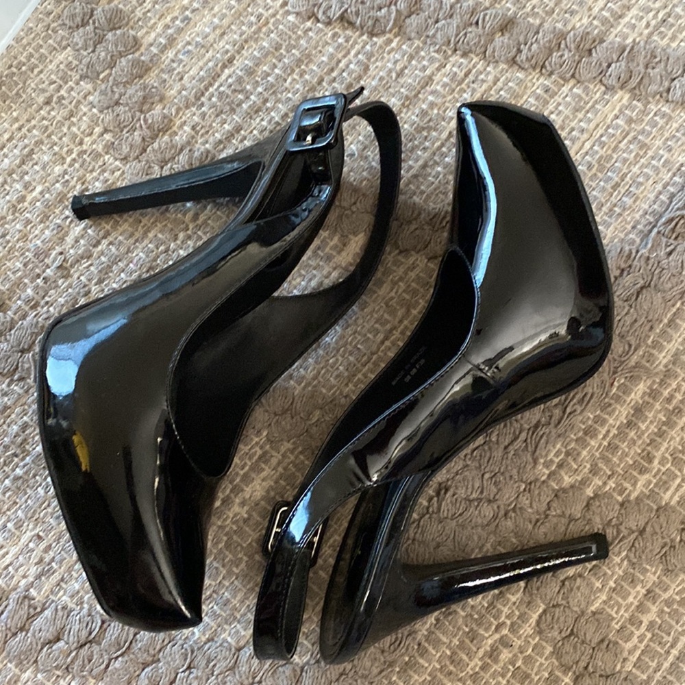 Aldo Glossy Black Platform Heels
